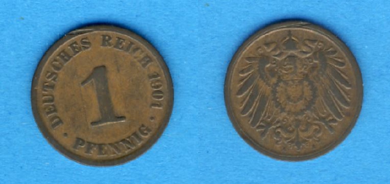  Kaiserreich 1 Pfennig 1901 A   