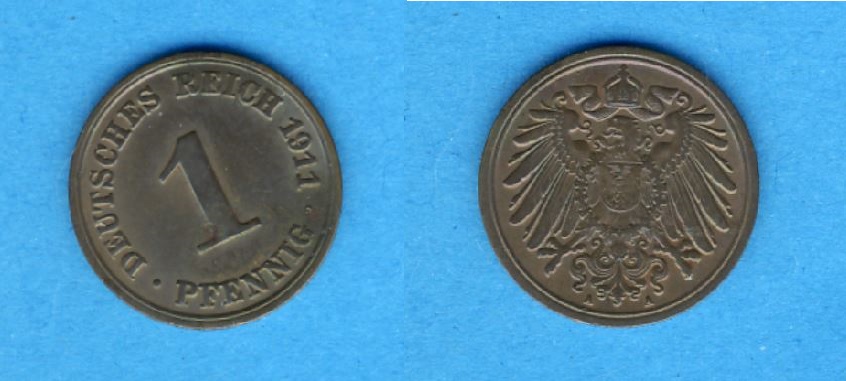  Kaiserreich 1 Pfennig 1911 A   