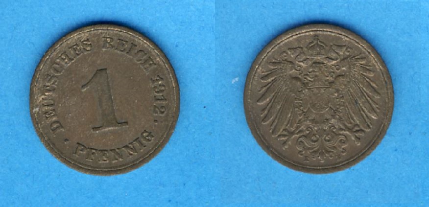  Kaiserreich 1 Pfennig 1912 E   