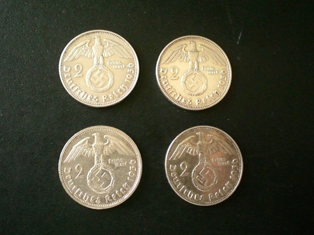Seltene 2 Reichsmark 1936 D,E,G,J.