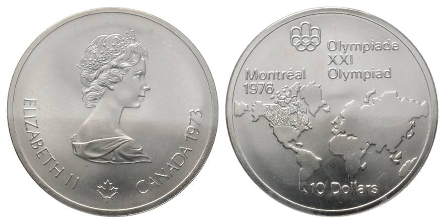  Canada, 10 Dollar 1973 Olympische Spiele, Ag   