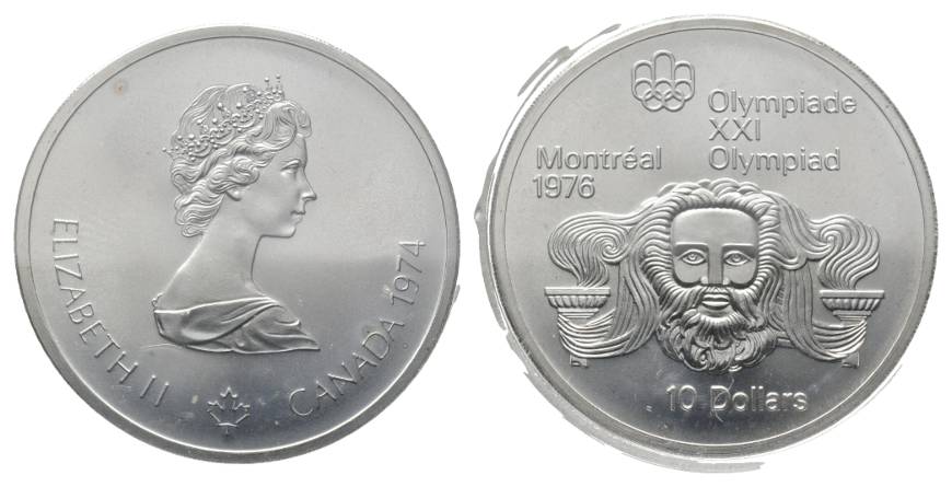  Canada, 10 Dollar 1974 Olympische Spiele, Ag   