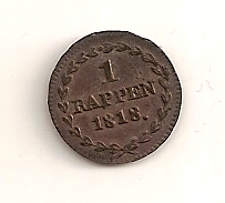  1 Rappen 1818 Schweiz - Canton Basel  Erhaltung! schöne Patina   