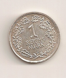  1 Reichsmark 1925 F Deutsches Reich vz   