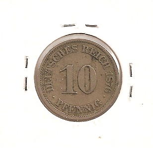  10 Pfennig 1876 J Deutsches Reich sss   