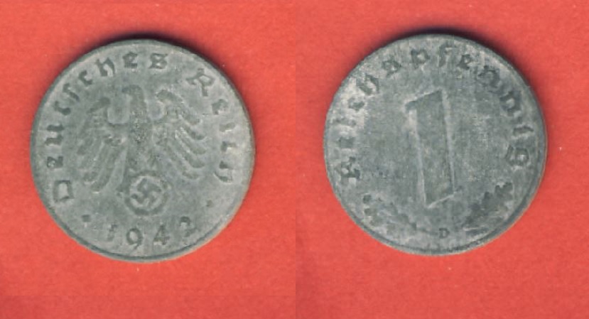  Drittes Reich 1 Reichspfennig 1942 D   