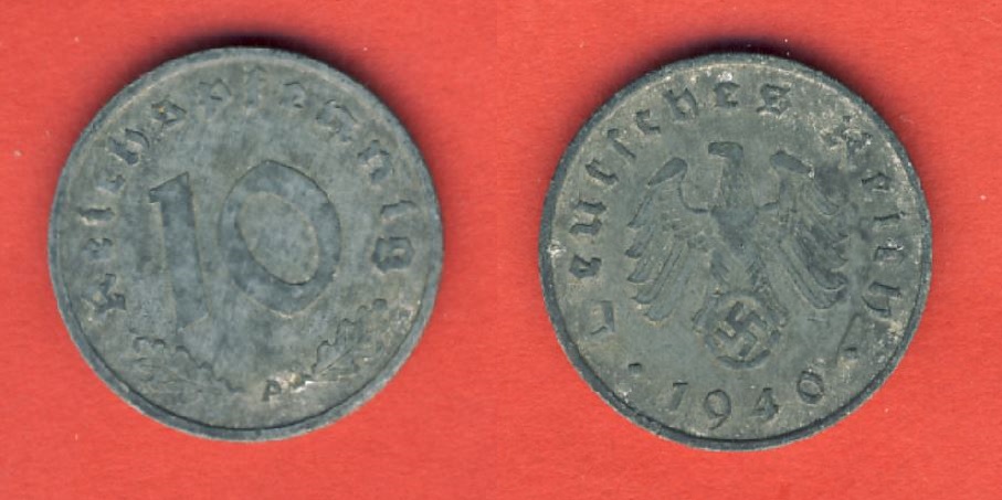  Drittes Reich 10 Reichspfennig 1940 A Zink   