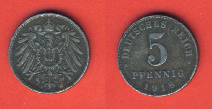  Kaiserreich 5 Pfennig 1918 A Eisen   