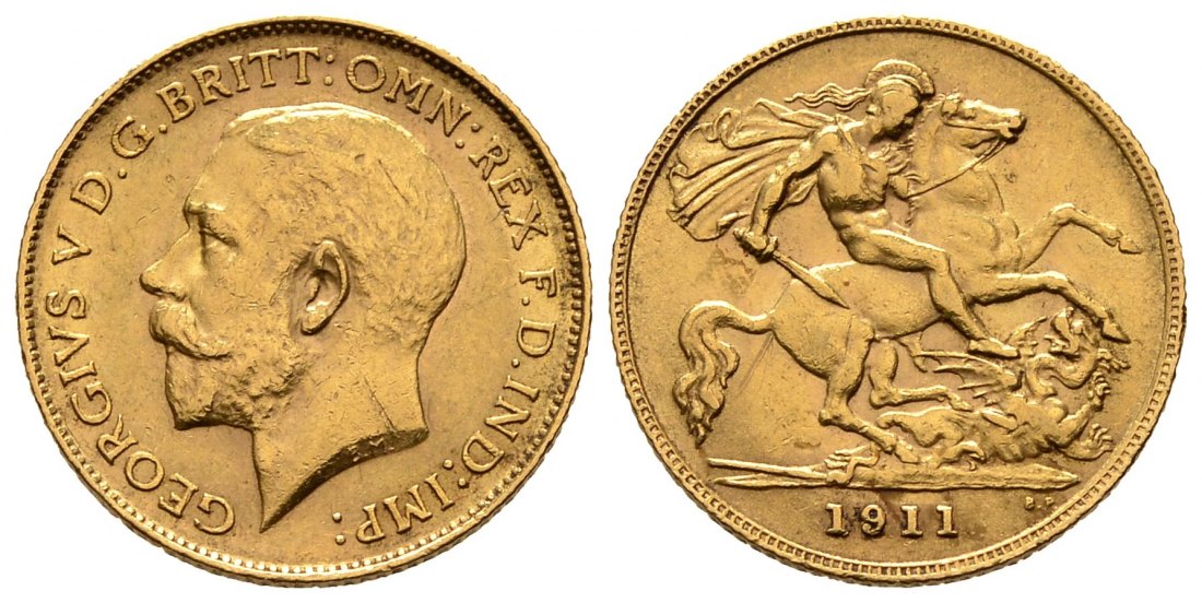 PEUS 8188 Großbritannien 3,66 g Feingold. Georg V. (1910 - 1936) 1/2 Sovereign GOLD 1911 Sehr schön