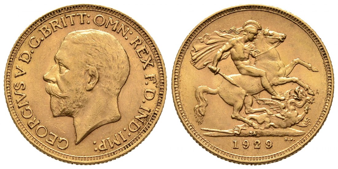 PEUS 8189 Großbritannien / Südafrika 7,32 g Feingold. Pretoria Sovereign GOLD 1929 SA Sehr schön +