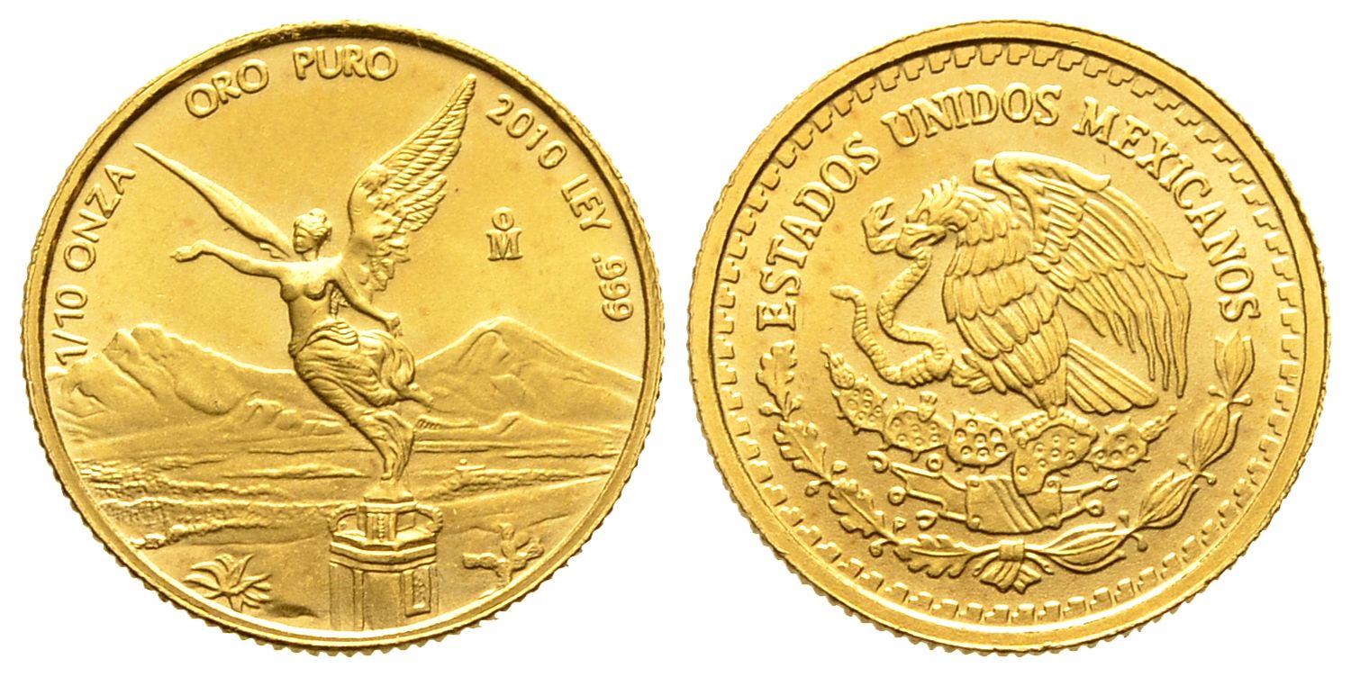 PEUS 8193 Mexiko 3,11 g Feingold. 1/10 Unze GOLD 2010 Stempelglanz