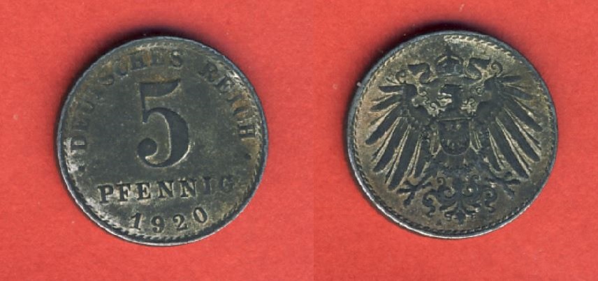  Kaiserreich 5 Pfennig 1920 A Eisen   