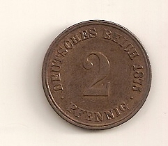  2 Pfennig 1875 J Deutsches Reich prf/st   