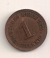  1 Pfennig 1875 B Deutsches Reich f.st ERHALTUNG!! + Stempelbruch!   
