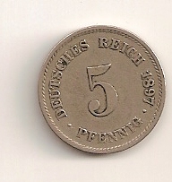  5 Pfennig 1897 G Deutsches Reich  ss+   