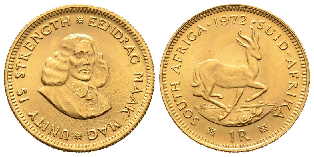 PEUS 8201 Südafrika 3,66 g Feingold 1 Rand GOLD 1972 Fast Stempelglanz