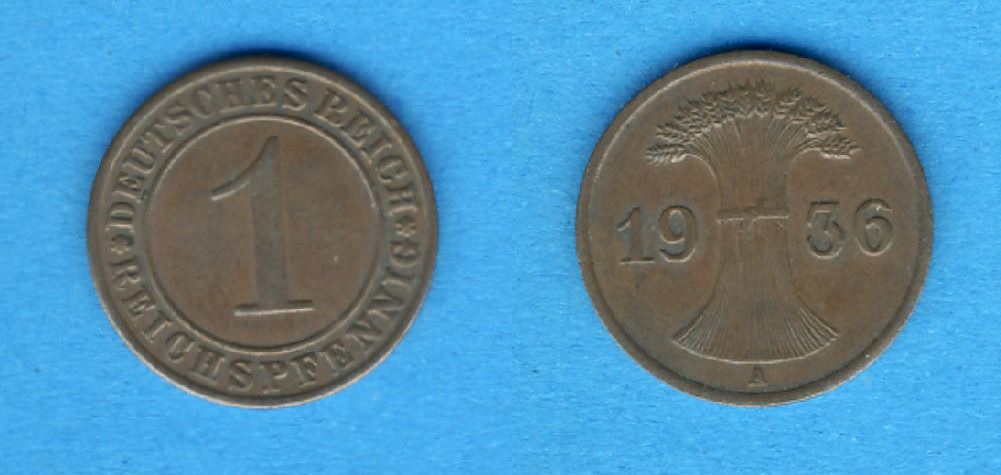  Weimarer Republik 1 Reichspfennig 1936 A   