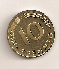  10 Pfennig BRD 1968 G stgl. aus KMS   