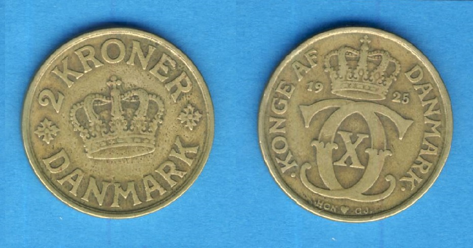  Dänemark 2 Kroner 1925   