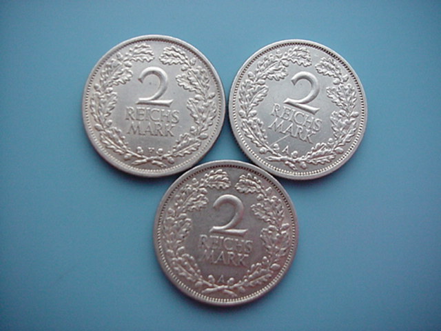 Weimarer Republik 3 X 2 Reichsmark