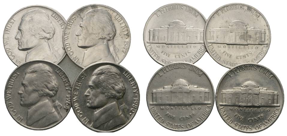  USA, 5 Cent 1964/ 1977/ 1979/ 1980   