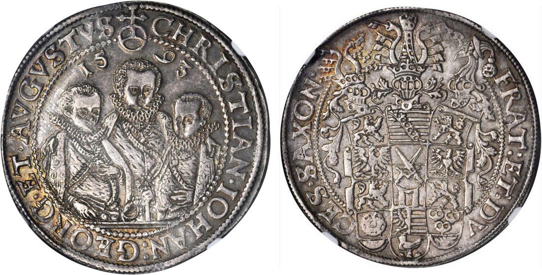 Sachsen-Kurlinie (Albertiner) Taler 1593 HB NGC AU55