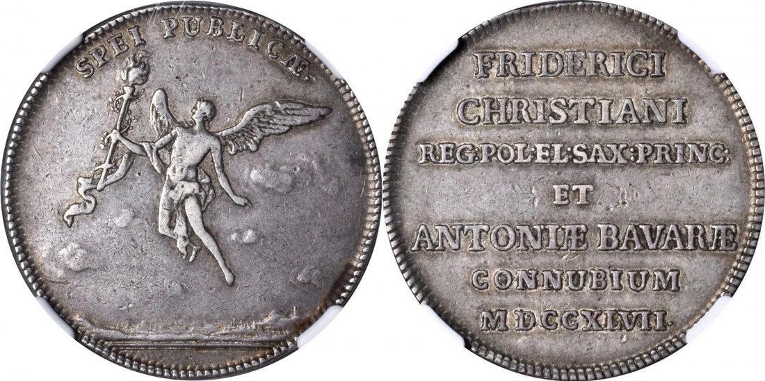 Sachsen Frierdich August II 2/3 Taler 1747 NGC VF30