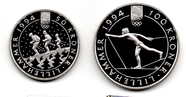 Norwegen  Münzensatz Lillehammer 1991  FM-Frankfurt  Feingewicht: 46,65g  Silber   PP   