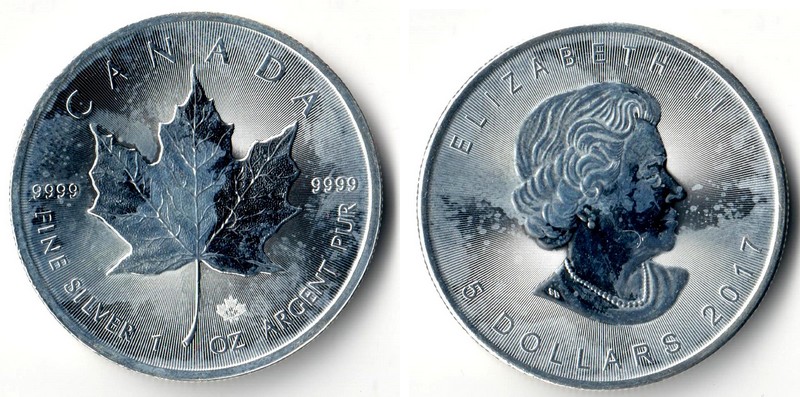  Kanada  5 Dollar (Maple Leaf mit Privy) 2017  FM-Frankfurt Feingewicht: 31,1g Silber stgl.   