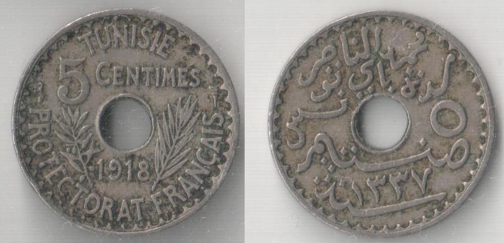  Tunesien 5 Centimes 1918   