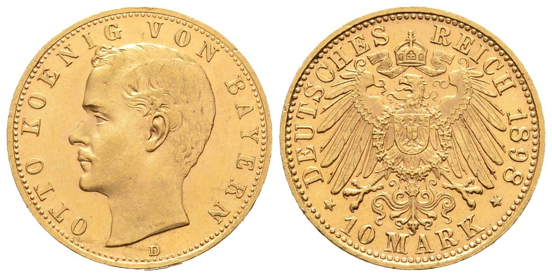 PEUS 8231 Kaiserrreich - Bayern 3,58 g Feingold. Otto (1886 - 1913) 10 Mark GOLD 1898 D München Sehr schön