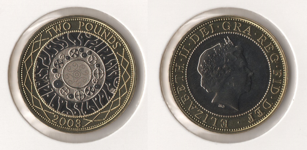  U.K. Original 2 Pounds 2003 <i>British technology</i> **Brilliant Uncirculated**   