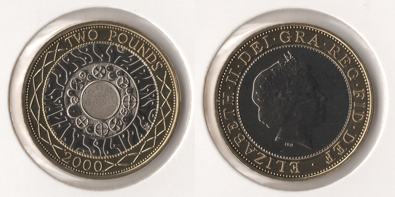  U.K. Original 2 Pounds 2000 <i>British technology</i> **Brilliant Uncirculated**   