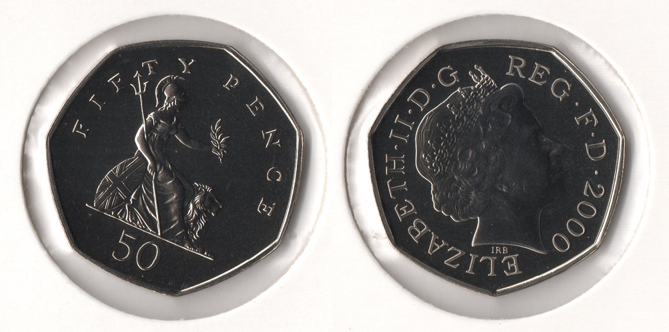  U.K. Original 50 Pence 2000 <i>Seated Britannia</i> **Brilliant Uncirculated**   