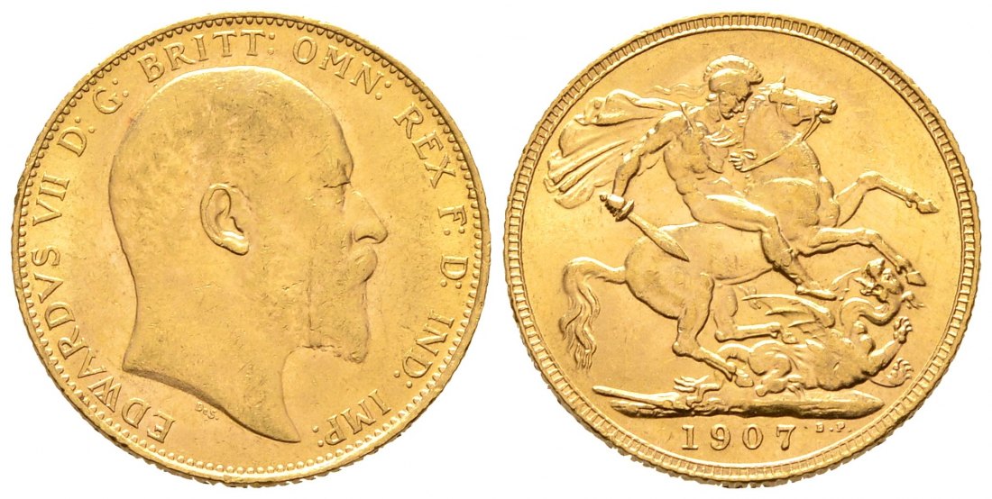 PEUS 8252 Großbritannien 7,32 g Feingold. Eduard VII. (1901 - 1910) Sovereign GOLD 1907 Kl. Kratzer, fast Vorzüglich