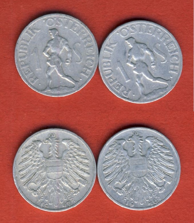  Österreich 1 Schilling 1946 + 1947   