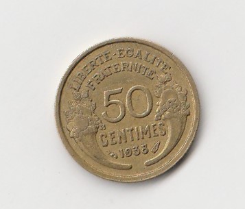  50 Centimes Frankreich 1938 (K703)   