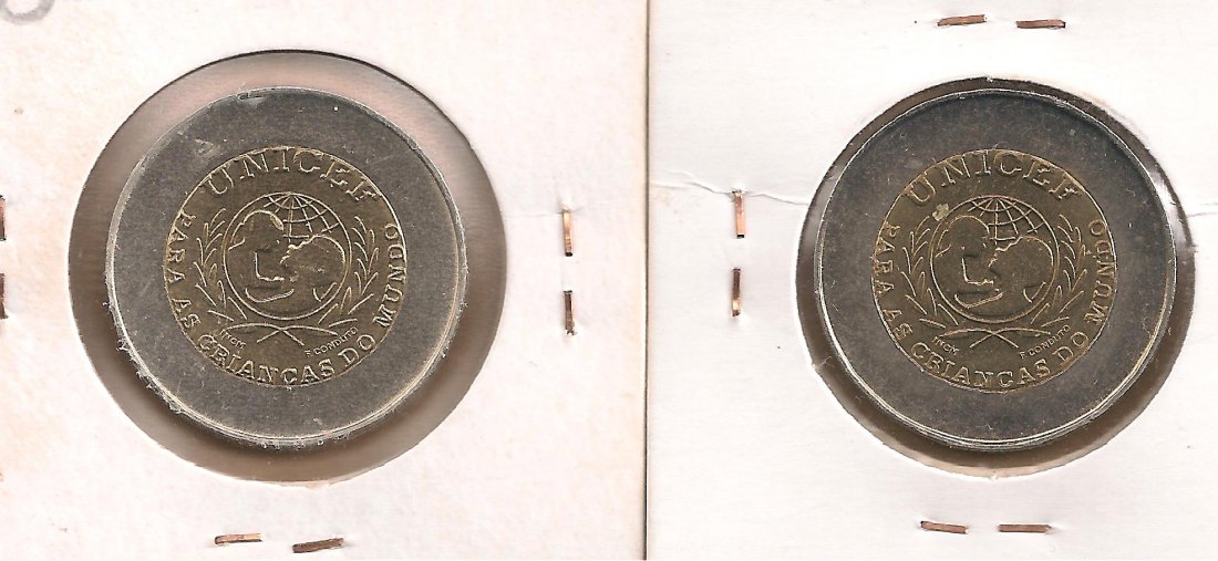  Portugal - 100 Escudos 1999-Unicef 2 coins   