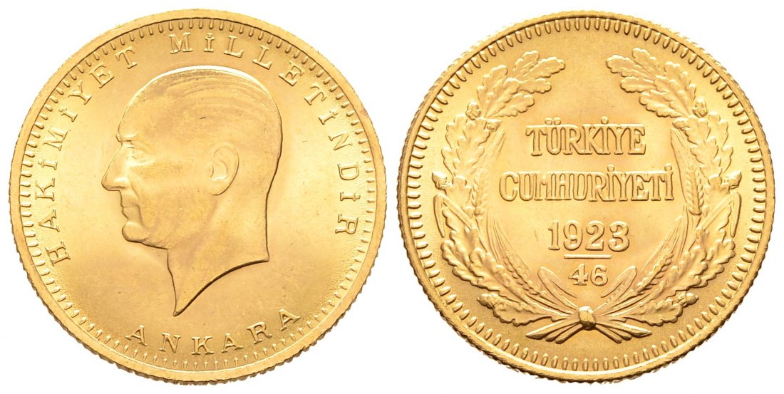 PEUS 8294 Türkei 6,62 g Feingold. Atatürk 100 Piaster GOLD 1923-46=1969 Vorzüglich
