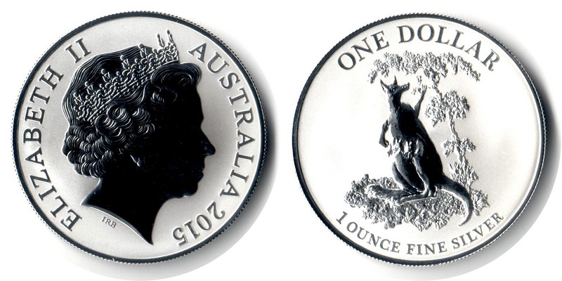  Australien  1 Dollar 'Känguru' 2015  FM-Frankfurt Feingewicht: 31,1 g Silber  stempelglanz   