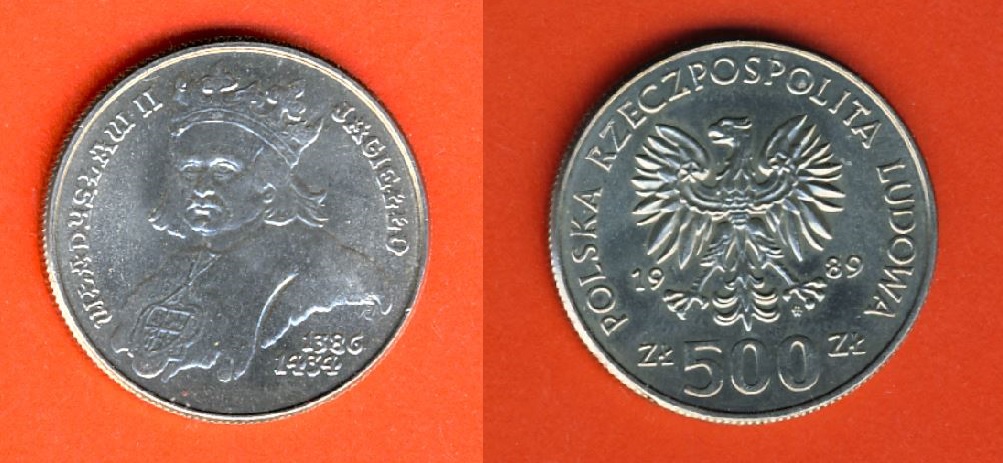  Polen 500 Zlotych 1989 Wladyslaw II Brustbild von Jogaila   