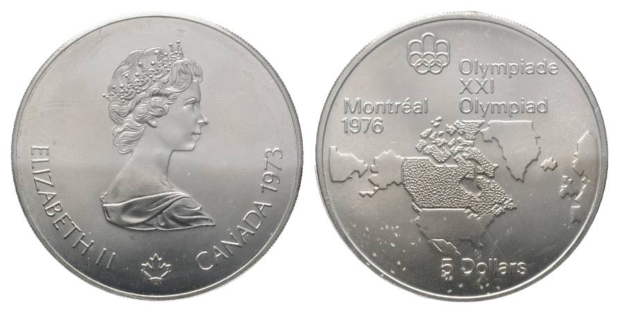  Canada, 5 Dollar 1976 Olympische Spiele, Ag 0,925; 24,3 g   