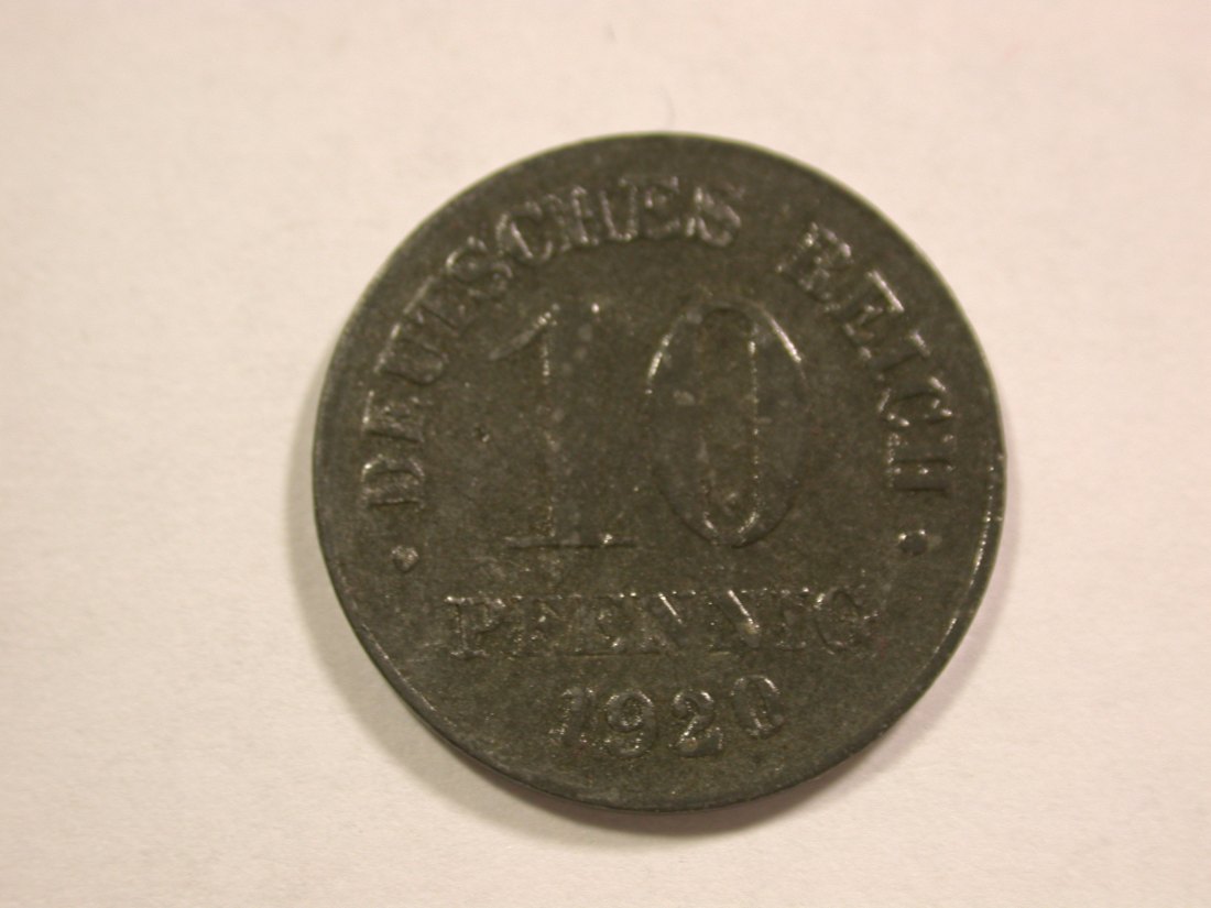 B17 KR 10 Pfennig Zink Ersatzmünze 1920 in vz/vz+ zaponiert Originalbilder