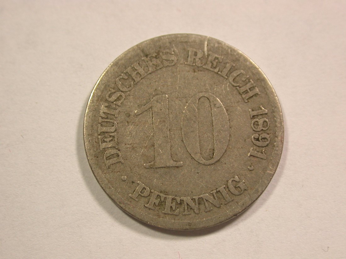  B17 KR 10 Pfennig 1891 E in f.ss Originalbilder   