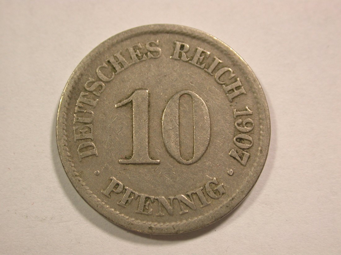  B17 KR 10 Pfennig 1907 A in ss Originalbilder   