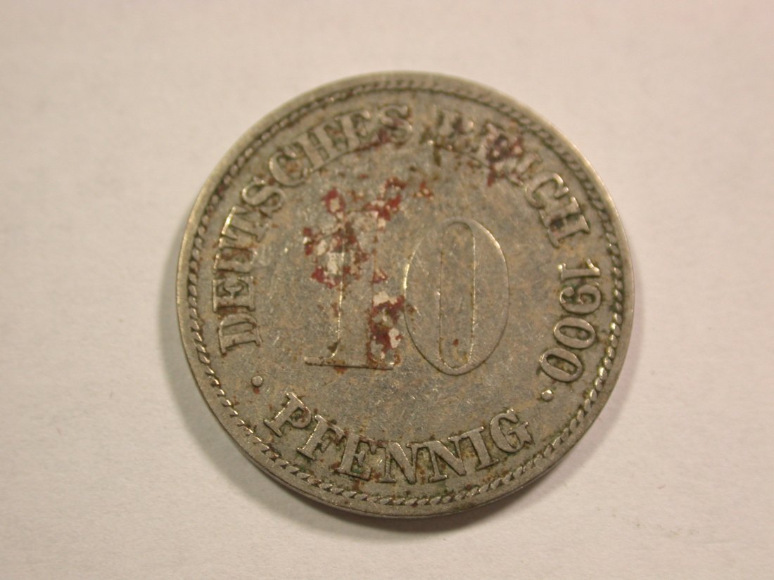  B17 KR 10 Pfennig 1900 G in ss, fleckig Originalbilder   