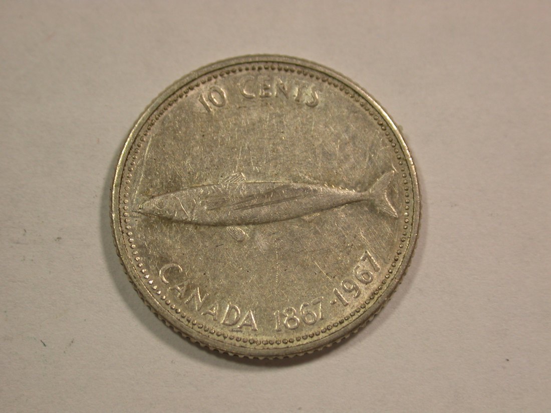 B17 Kanada Silber 10 Cent 1967 in ss+ Originalbilder