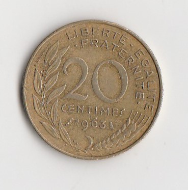  20 Centimes Frankreich 1963 (K740)   