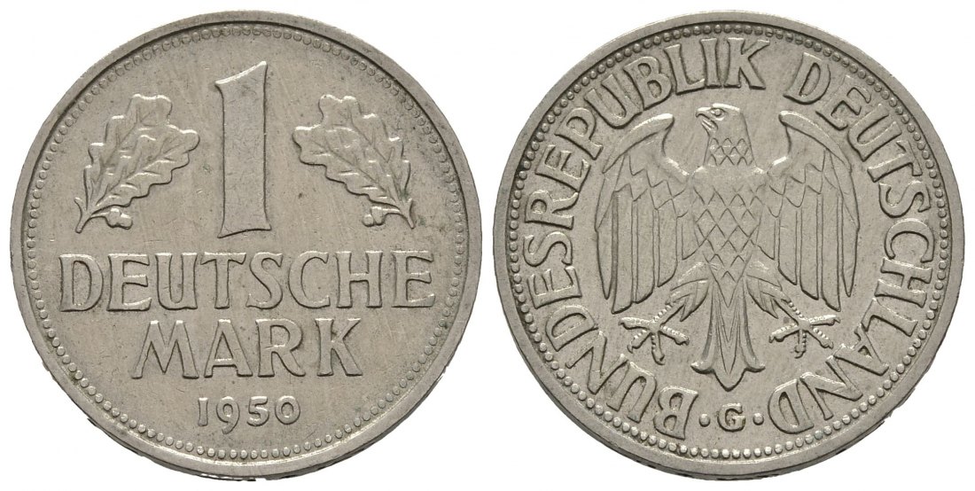 PEUS 8371 BRD  1 Deutsche Mark 1950 G Karlsruhe Sehr schön / Vorzüglich