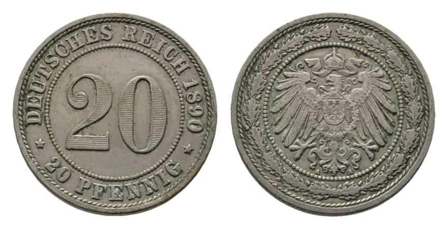  Deutsches Kaiserreich, 20 Pfennig 1890 A   